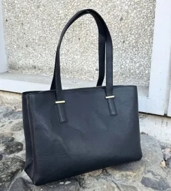 Arbejdstaske / shopper - Black leather