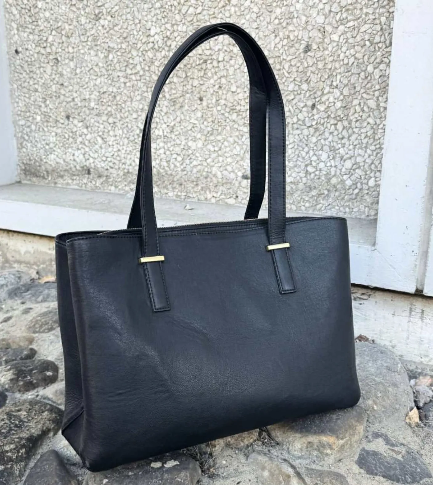Arbejdstaske / shopper - Black leather