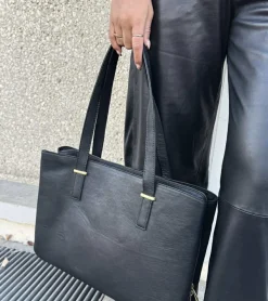 Arbejdstaske / shopper - Black leather