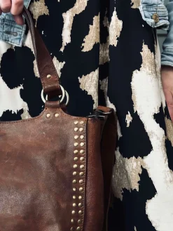 Arbejdstaske med nitter - Vintage cognac