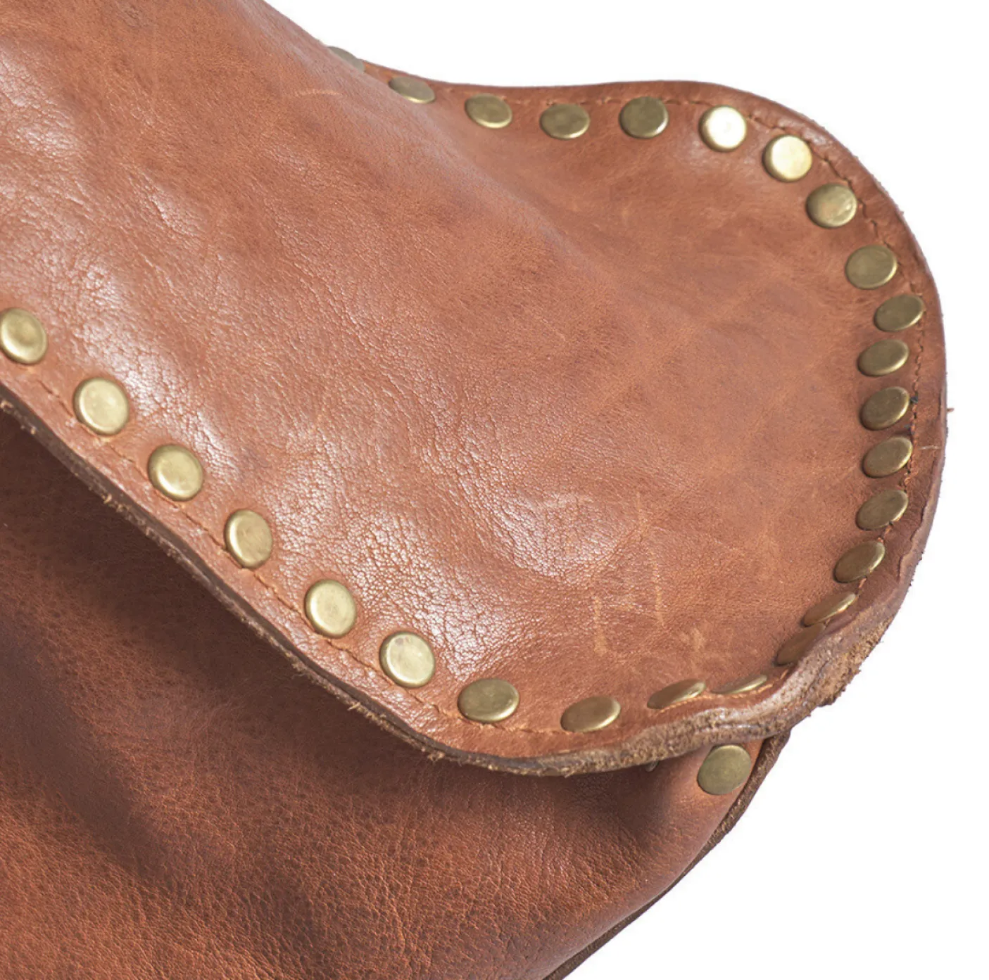 Arbejdstaske med nitter - Vintage cognac