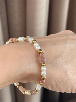 Armbånd Asta - Natursten guldbelagt