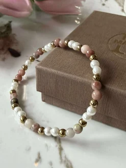 Armbånd Asta - Natursten guldbelagt