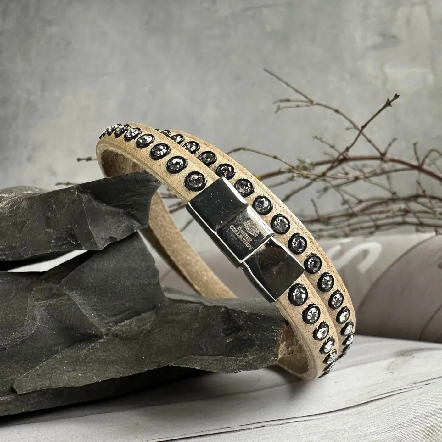 Armbånd Beige m. Swarowski sten