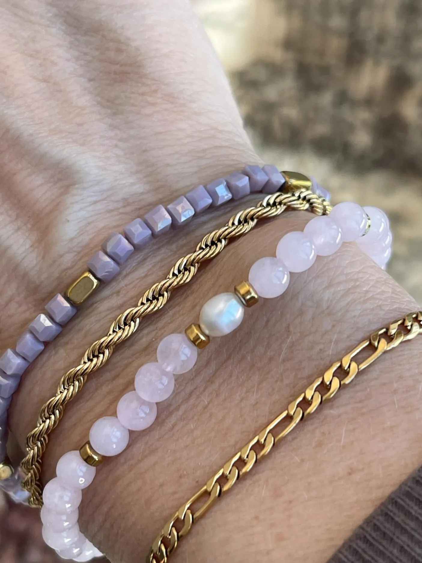 Armbånd Erika lavendel - Sæt med 4 armbånd