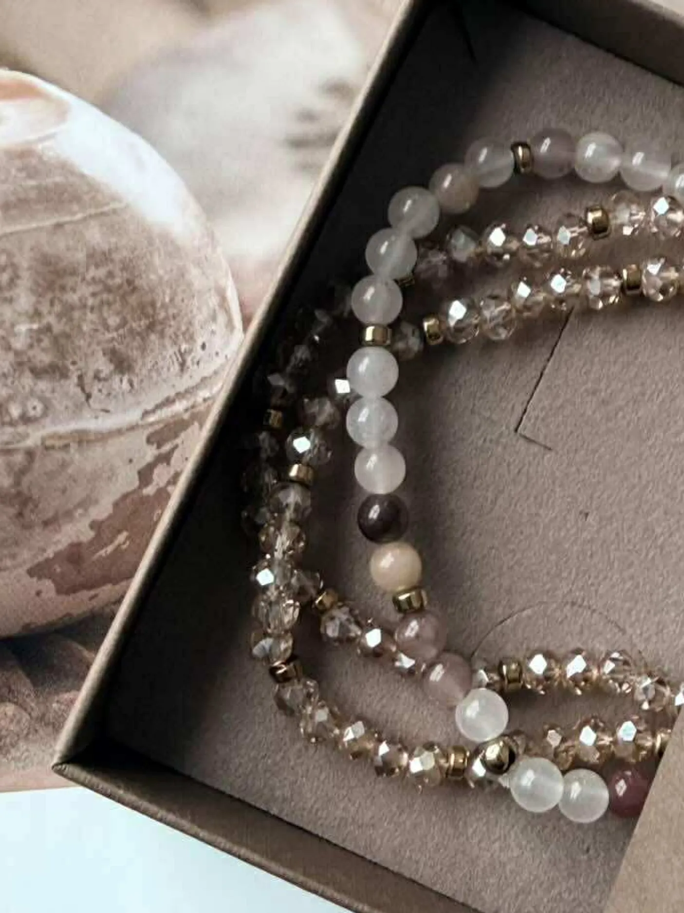 Armbånd Leah Blush/Natur – Sæt med 3 stk