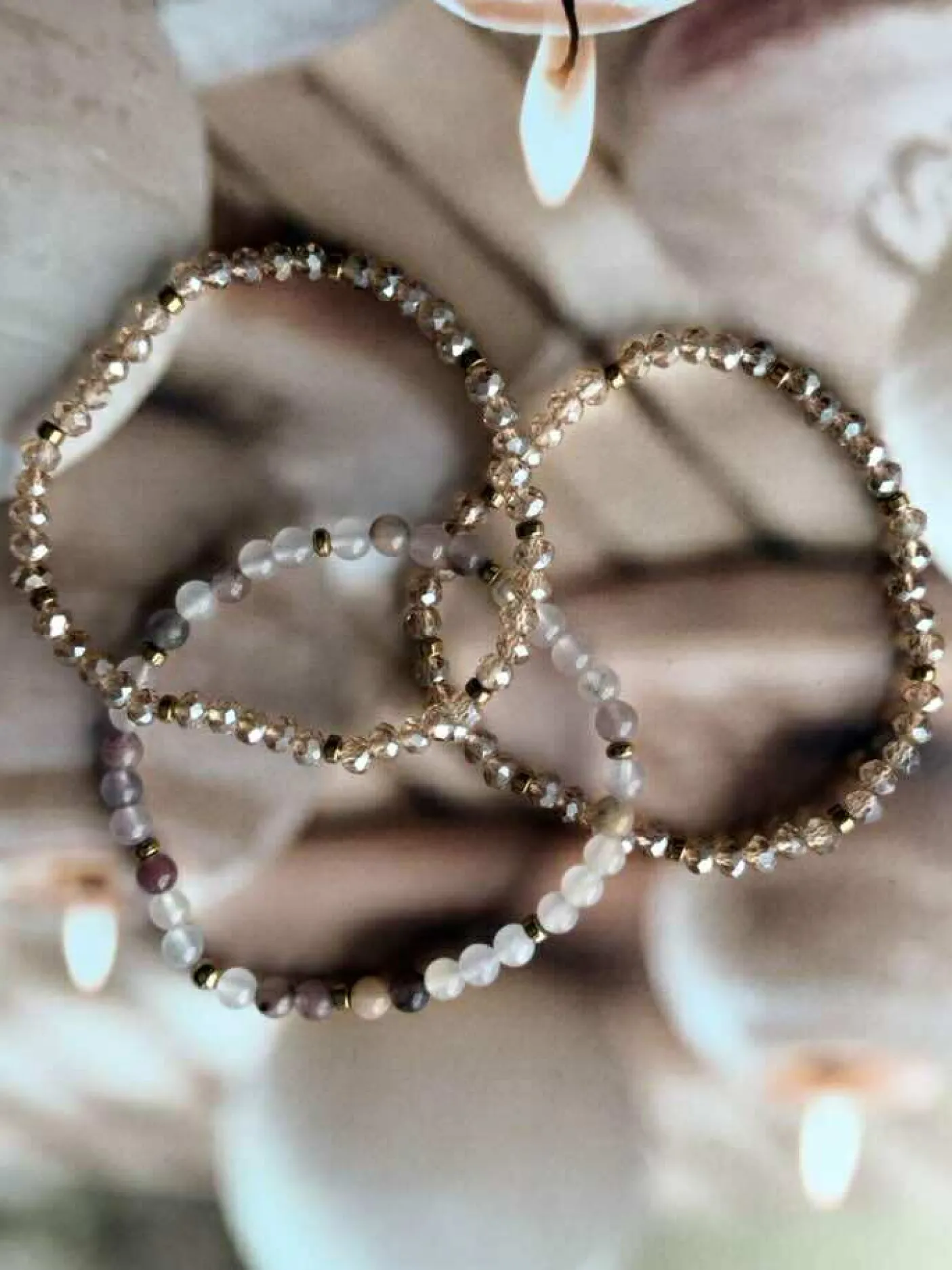 Armbånd Leah Blush/Natur – Sæt med 3 stk