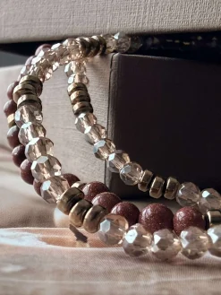 Armbånd Leah Natur/Cognac – Sæt med 3 stk