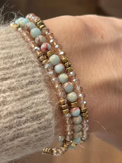 Armbånd Leah Sea Breeze/Natur – Sæt med 3 stk