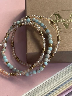 Armbånd Leah Sea Breeze/Natur – Sæt med 3 stk