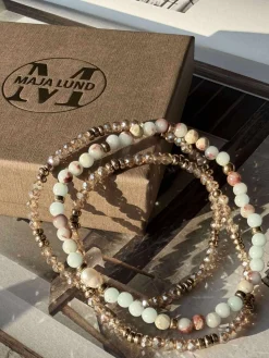 Armbånd Leah Sea Breeze/Natur – Sæt med 3 stk