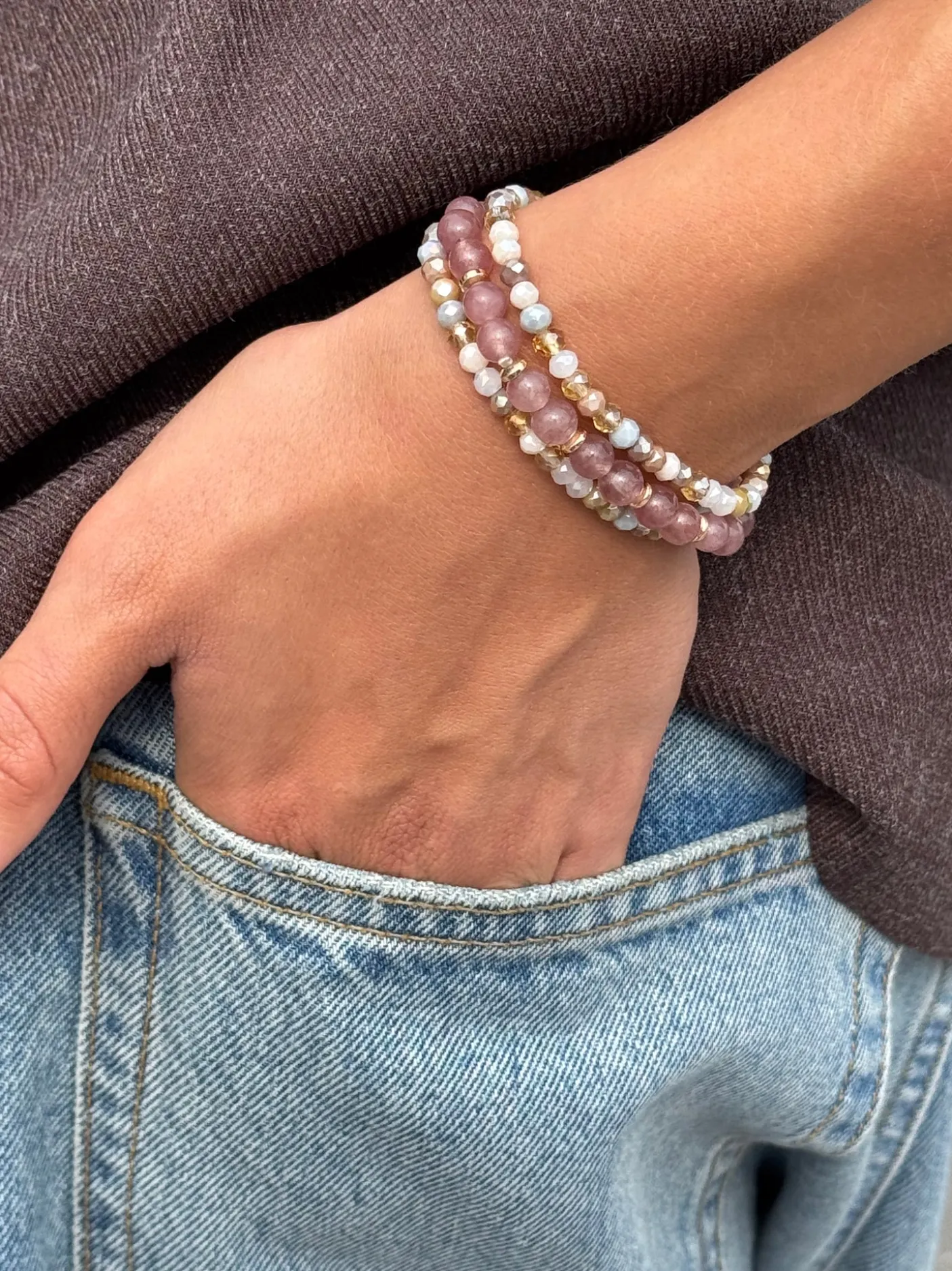 Armbånd Luna Vintage Rose – Sæt med 3 stk