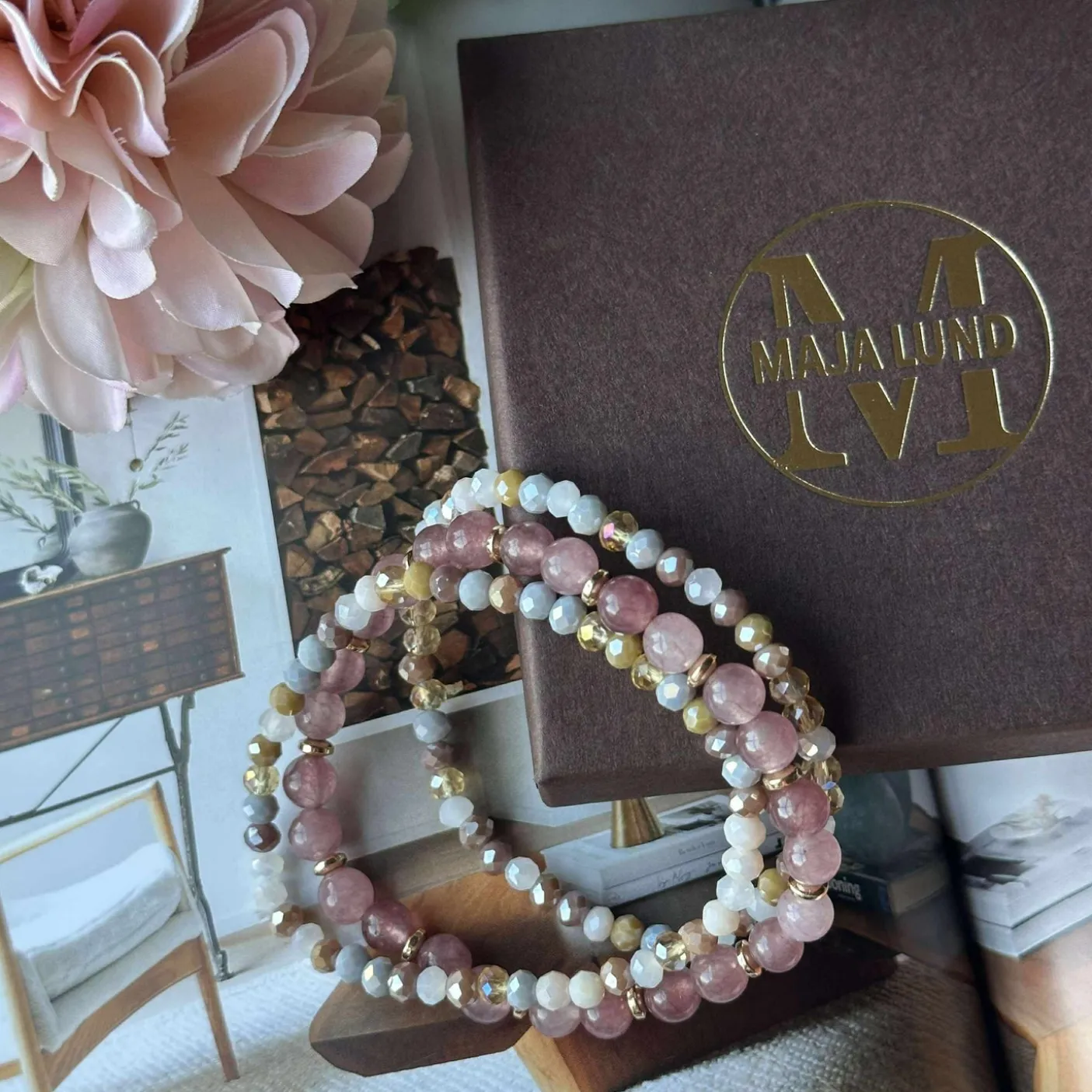 Armbånd Luna Vintage Rose – Sæt med 3 stk