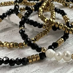 Armbånd MICHELLE Black / Pearl - 5 stk