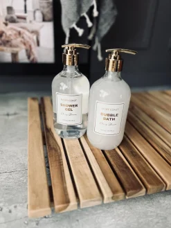 Bademåtte i Teak med gummifødder - 40x60cm