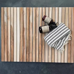 Bademåtte i Teak med gummifødder – 80X60cm