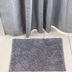 Badeværelsessæt: Badeforhæng & bademåtte / Grå