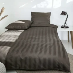 Bambus satin sengesæt, Lys Mokka, 140x200 - 63x60