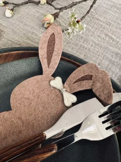 Bestikholder kanin brown - Sæt med 4 stk