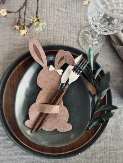 Bestikholder kanin brown - Sæt med 4 stk