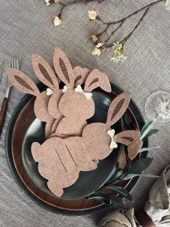 Bestikholder kanin brown - Sæt med 4 stk