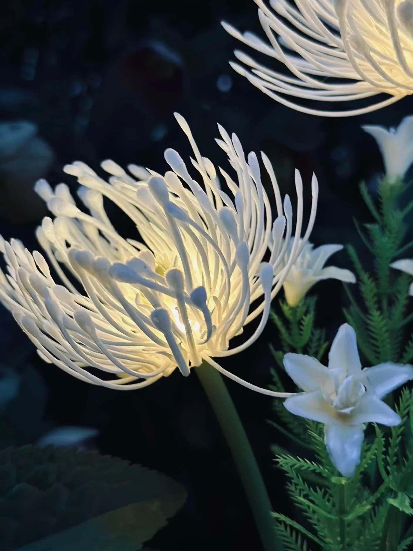 Blomst med solceller - Spider Lili hvid