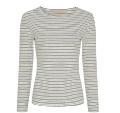 Bluse Christel strib - Grå meleret