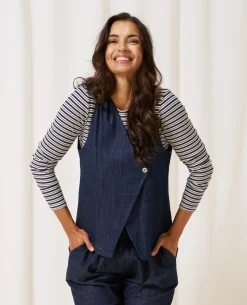 Bluse Christel strib - Navy / Creme