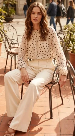 Bluse DOTS - beige