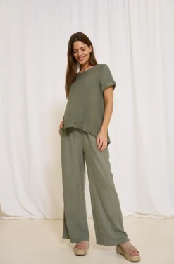 Bluse hørmix – Military