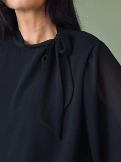 Bluse m. Sløjfe - Black
