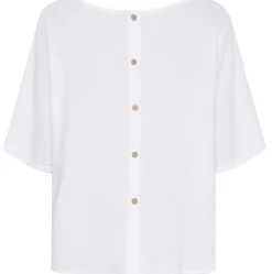 Bluse med knapper – White hørmix