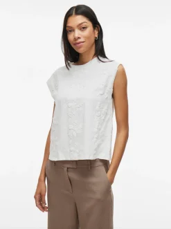 Bluse SASJA uden ærmer med broderi