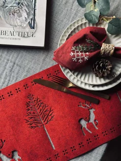 Bordløber Jul - 30x120 cm - Rød filt