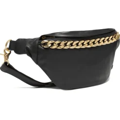 Bumbag - BLACK / GOLD i blød skind kvalitet