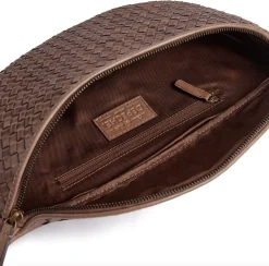 Bumbag flettet kalveskind - Taupe