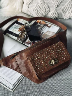 Bumbag med nitter - Cognac