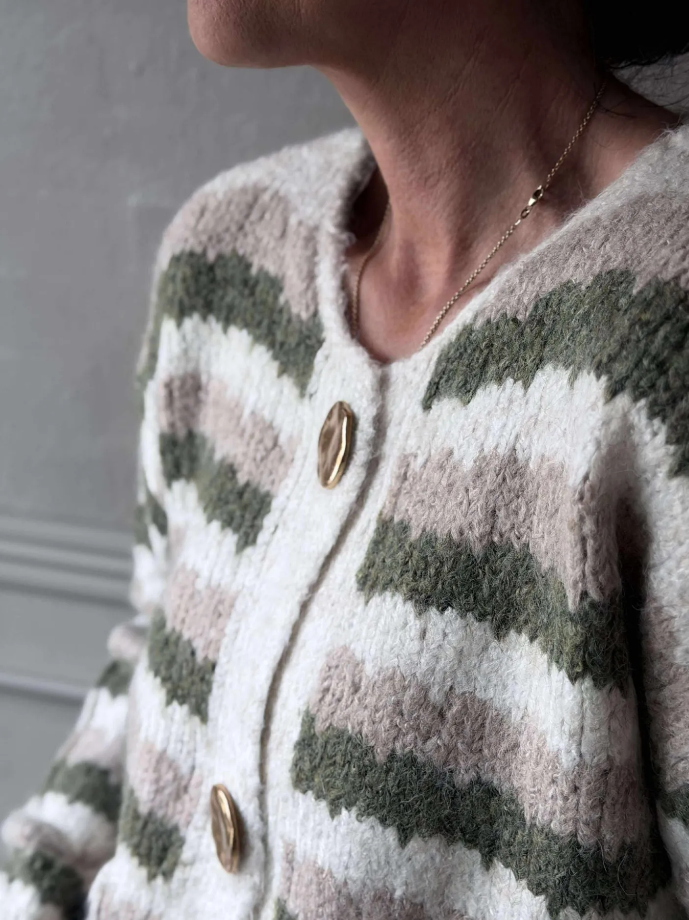 Cardigan Grøn strib