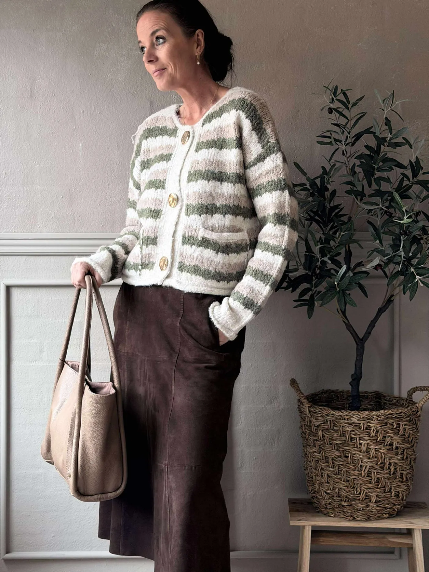 Cardigan Grøn strib