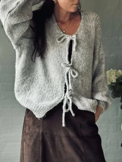 Cardigan med sløjfer - Grå