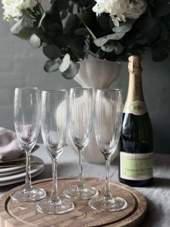 Champagneglas Rillet med guld kant - 4 stk.
