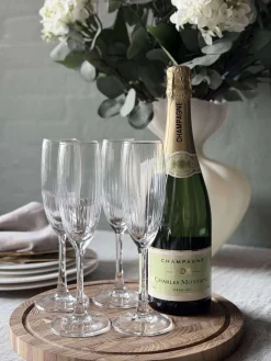 Champagneglas Rillet med guld kant - 4 stk.