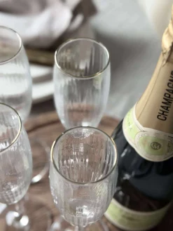 Champagneglas Rillet med guld kant - 4 stk.