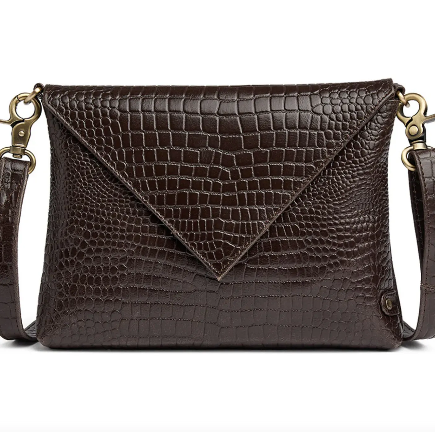 Clutch croco i skind - Brown