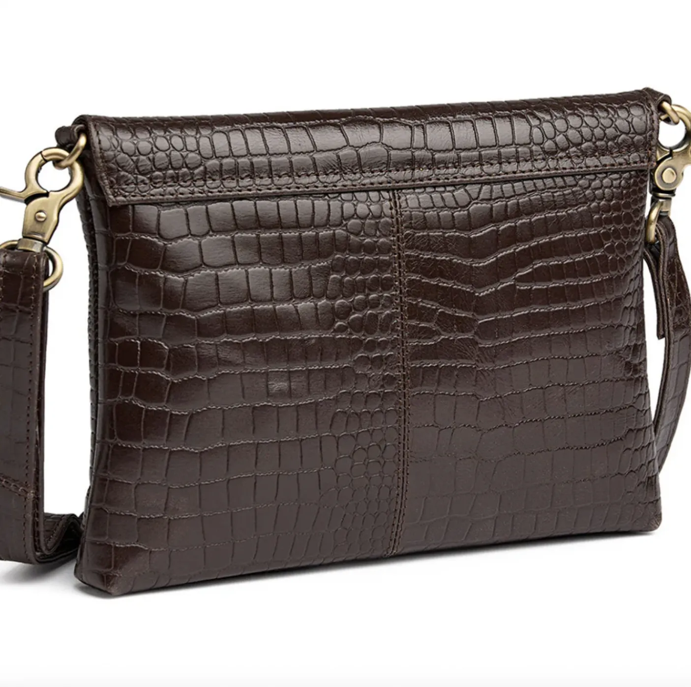 Clutch croco i skind - Brown