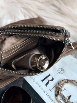 Crossbody clutch ALICE - Nude brown