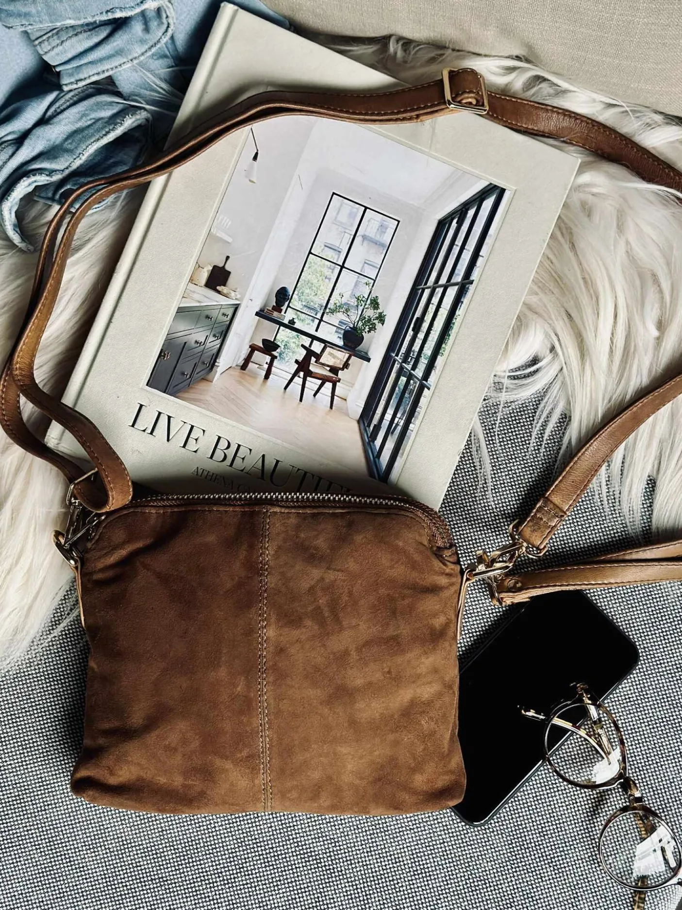 Crossbody clutch ALICE - Ruskind caramel