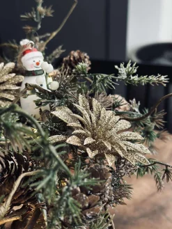 Deco blomster med glimmer - 4 stk