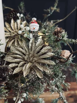 Deco blomster med glimmer - 4 stk