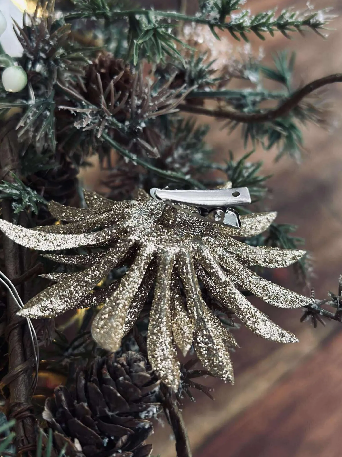 Deco blomster med glimmer - 4 stk